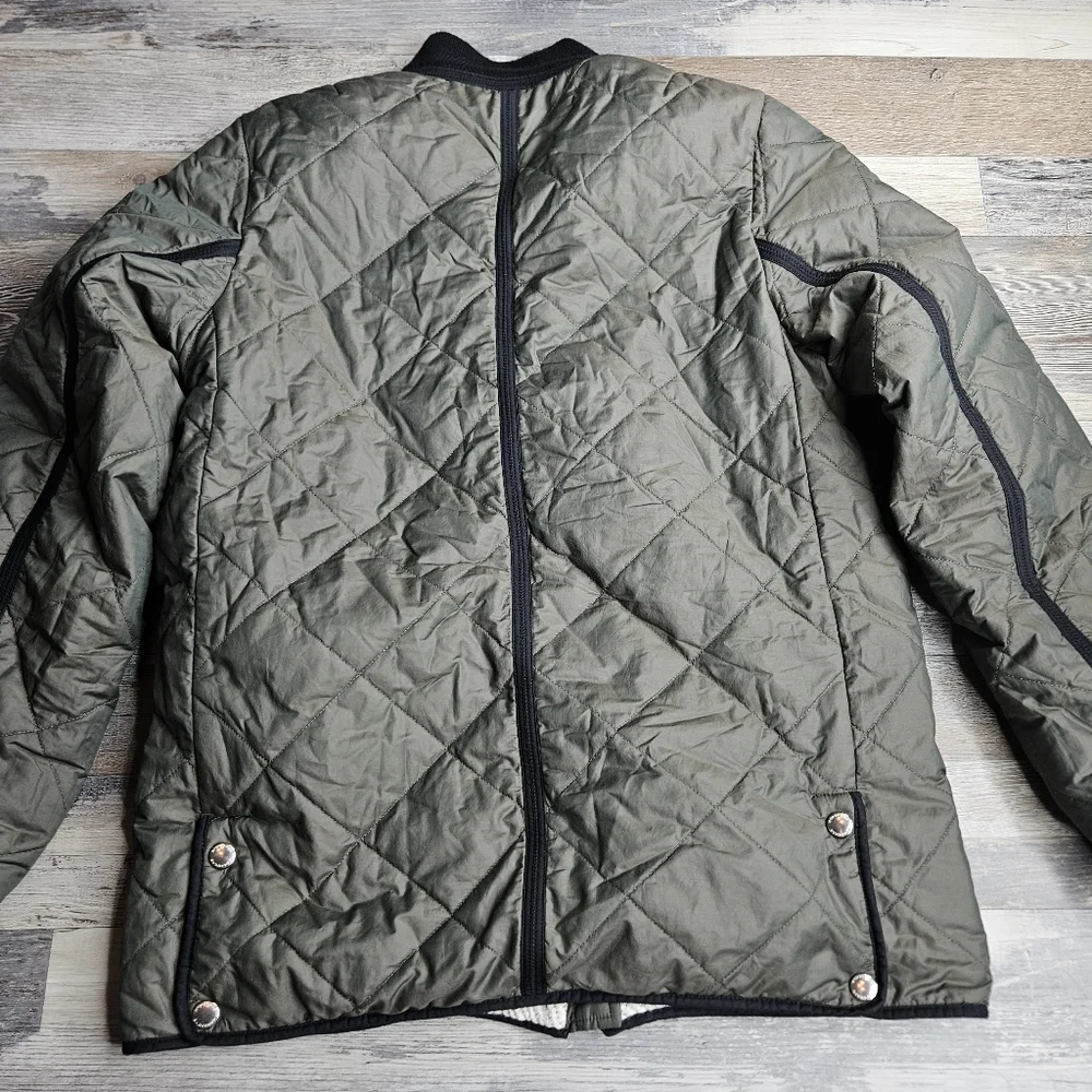 Burberry Children Quilted Bomber Jacket Oliver Green Full Zipper - Picture 7 of 16